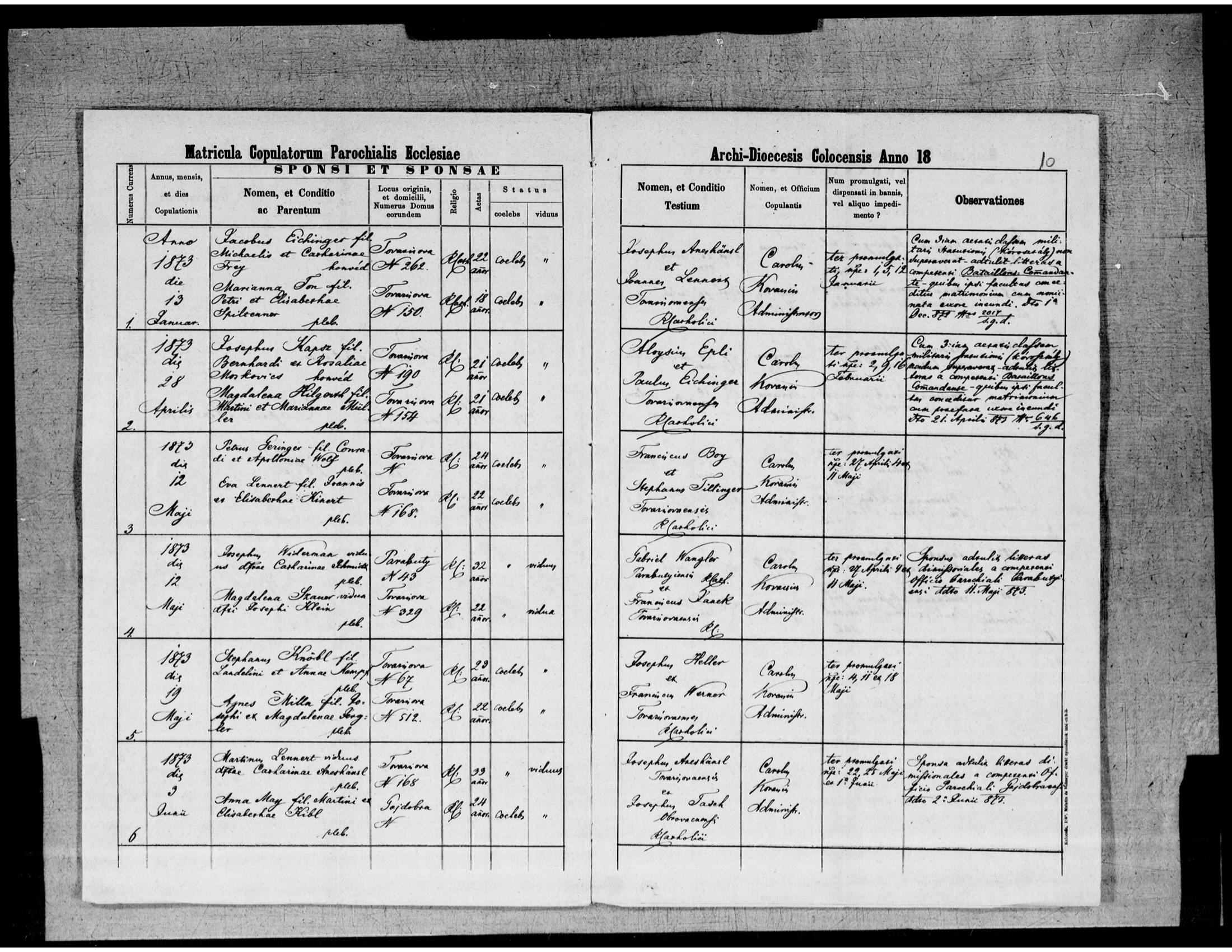 Josephus Kapsz and Magdalena Hilgorth Marriage Record